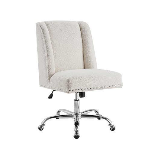 

Linon Home Décor - Donora Faux Sherpa Adjustable Office Chair With Chrome Base - Off-White