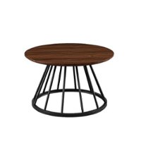 Walker Edison - Modern Round Cage-Leg Coffee Table - Dark Walnut