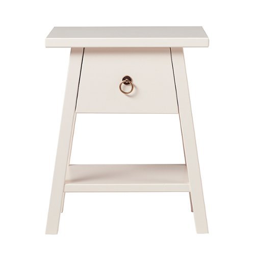 Walker Edison - Japandi Pull-Ring Bedside Table - Ivory White