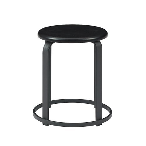 

Walker Edison - Industrial Round Metal and Wood Kitchen Stool - Black