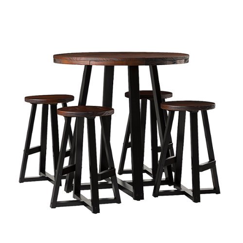Walker Edison - Rustic 5-Piece Counter-Height Dining Set - Mahogany