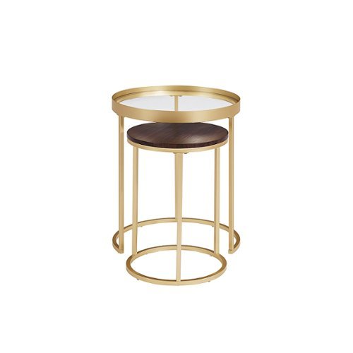 Walker Edison - Industrial Nesting Side Tables - Dark Walnut