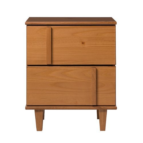 Walker Edison - Modern Solid Wood 2-Drawer Nightstand - Caramel