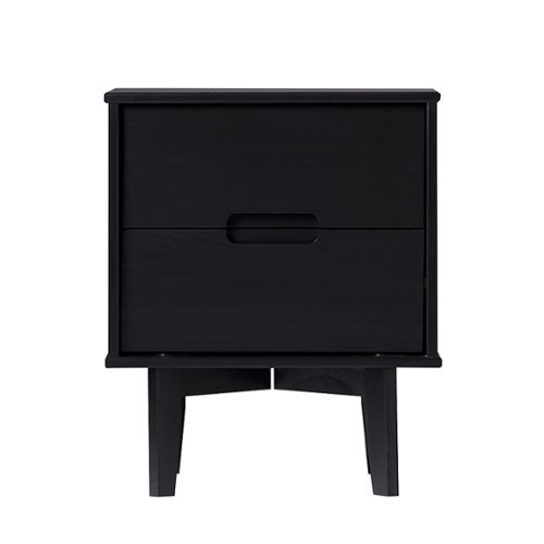 Walker Edison - Modern Solid Wood Two-Drawer Nightstand - Black