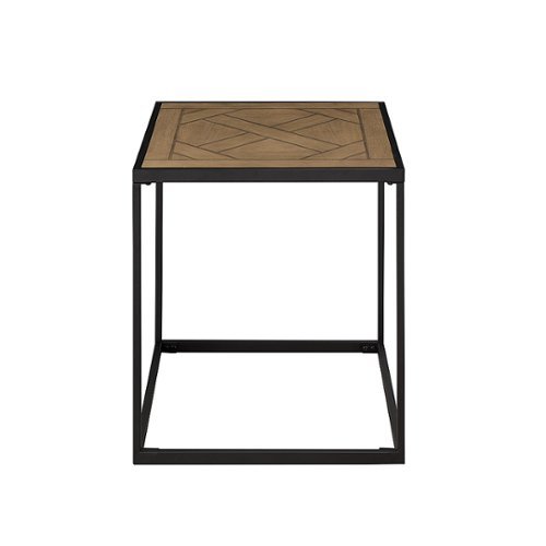 Walker Edison - Modern Parquet Square Side Table - Parquet Veneer