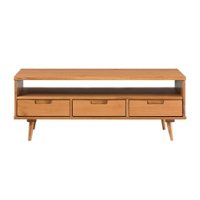 Walker Edison - Mid-Century Modern Minimalist Solid Wood Storage Coffee Table - Caramel