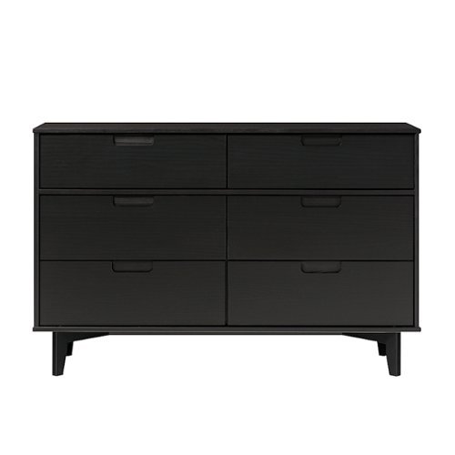 Walker Edison - Retro Solid Wood 6-Drawer Dresser - Black