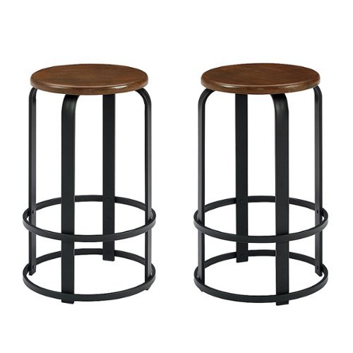 

Walker Edison - Modern Industrial Round Kitchen Stool - Dark Coffee