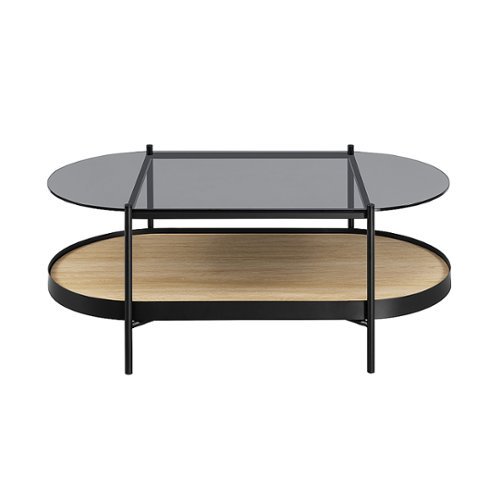

Walker Edison - Contemporary 2-Tier Tray-Shelf Coffee Table - Coastal Oak