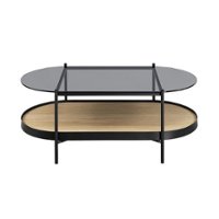 Walker Edison - Contemporary 2-Tier Tray-Shelf Coffee Table - Coastal Oak