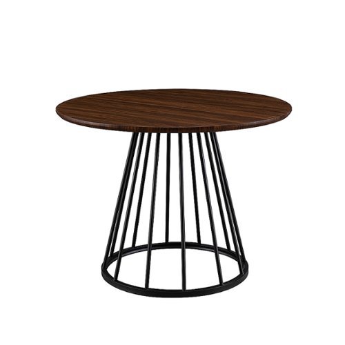 Walker Edison - Modern Round Cage-Leg Dining Table - Dark Walnut