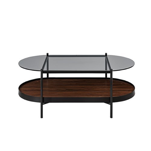 

Walker Edison - Contemporary 2-Tier Tray-Shelf Coffee Table - Dark Walnut