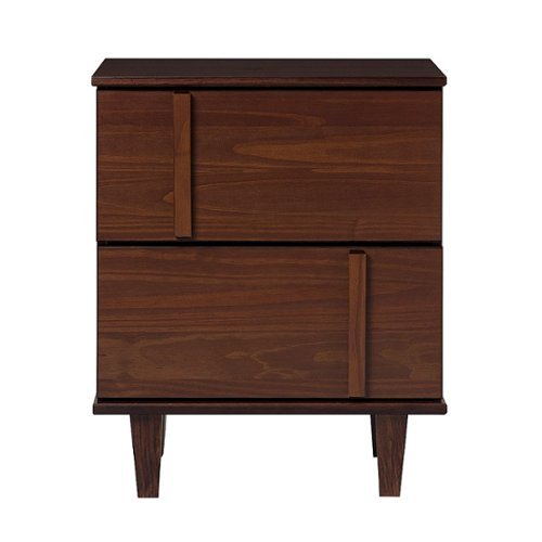 Walker Edison - Modern Solid Wood 2-Drawer Nightstand - Walnut