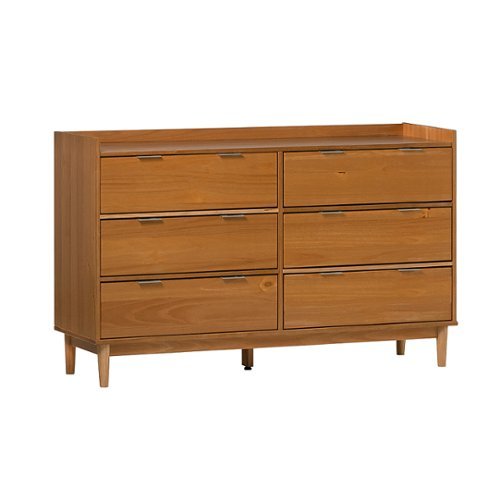 Walker Edison - Modern Minimalist 6-Drawer Solid Wood Dresser - Caramel