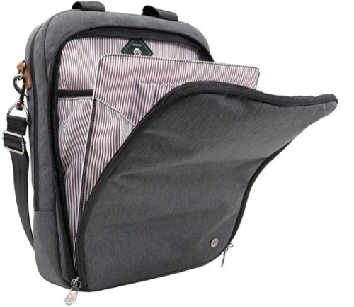 PKG Riverdale 11L Vertical Messenger Bag for 16 Laptop - Dark Grey/Tan GLOBAL SHIPPING