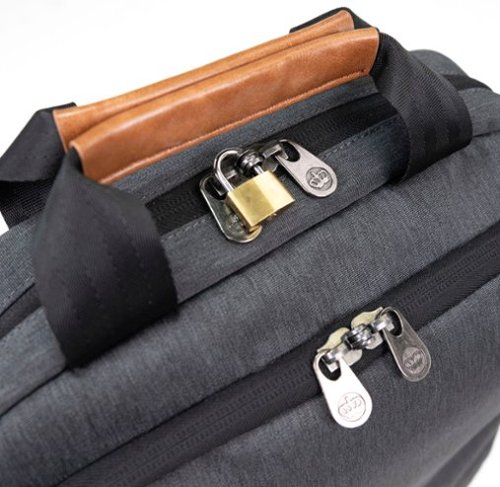 PKG Riverdale 11L Vertical Messenger Bag for 16 Laptop - Dark Grey/Tan BUY IN CANADA