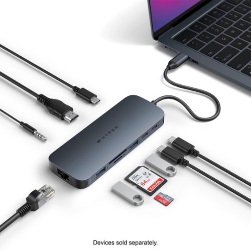 Hyper Drive Next​ 10 Port USB-C Hub, 4K HDMI, Ethernet, 2 USB-C, 2 USB-A, microSD/SD, travel dock for MacBook/PC - Midnight Blue WHERE TO BUY