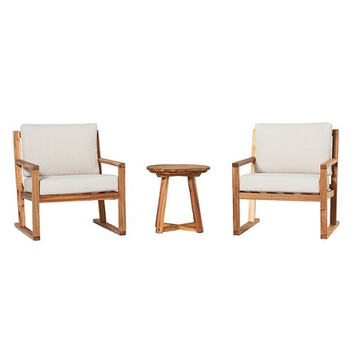 

Walker Edison - Modern 3-Piece Acacia Wood Outdoor Chat Set - Natural