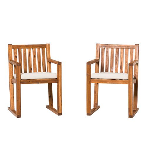 

Walker Edison - Modern Solid Wood 2-Piece Slatted Outdoor Dining Chair Set - Brown