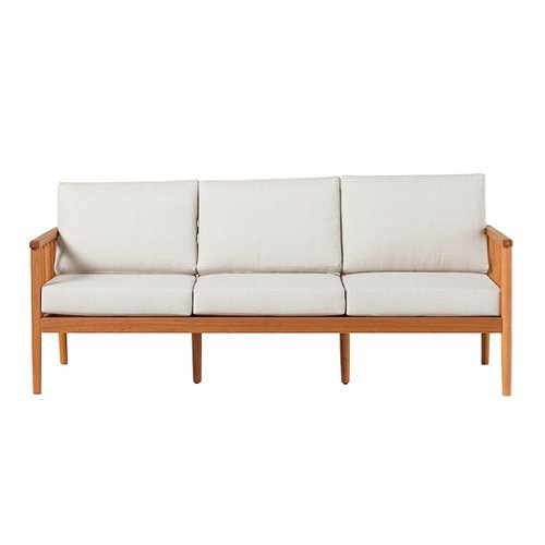 

Walker Edison - Modern Solid Wood Spindle-Style Outdoor Triple Loveseat - Natural