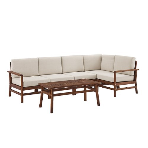 

Walker Edison - Modern 6-Piece Chevron Outdoor Sectional Set - Dark Brown