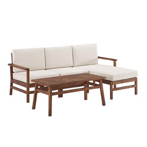 

Walker Edison - Modern Outdoor 4-Piece Acacia Sectional Set - Dark Brown
