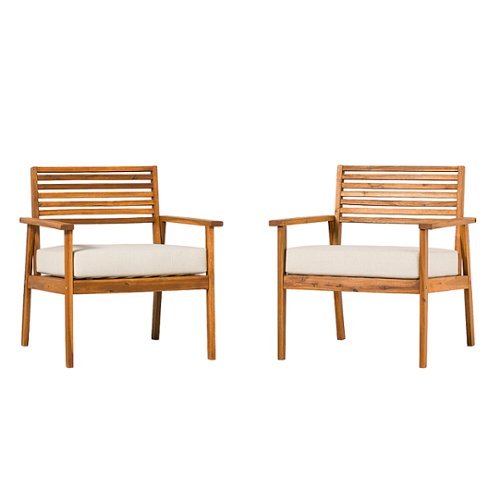 

Walker Edison - Modern 2-Piece Acacia Outdoor Lounge Chair Set - Brown