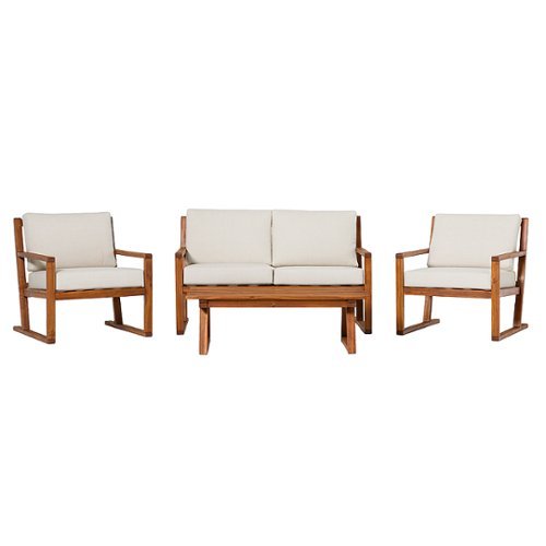 

Walker Edison - Modern 4-Piece Solid Wood Outdoor Chat Set - Brown