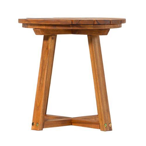 

Walker Edison - Modern Solid Wood Slatted Outdoor Side Table - Brown