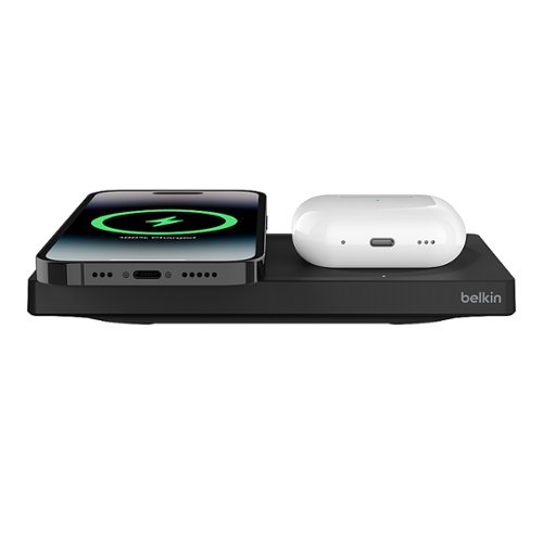 Belkin 2-in-1 Magsafe Wireless Charger 15W, Fast Charging Station for iPhone 16, 15, 14, 13 Series, AirPods, and More - Black WORLDWIDE DELIVERY