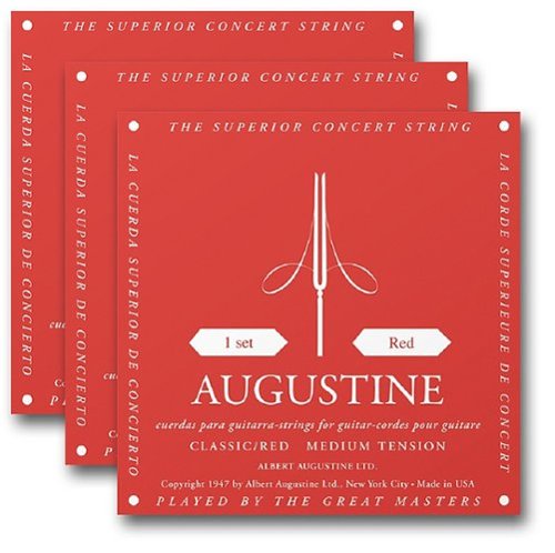 Augustine Strings - Classic Red 3-Pack Guitar Strings - Red