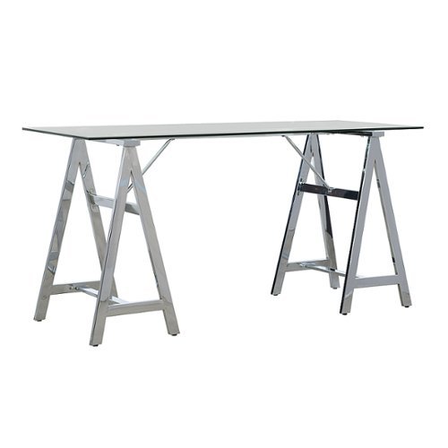 

Linon Home Décor - Wellesley Tempered Glass Trestle Desk - Chrome