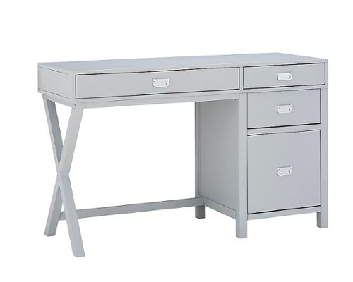 Linon Home Décor - Penrose Four-Drawer Side Storage Desk - Gray Paint / Silver Hardware