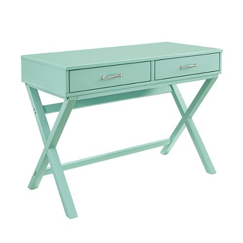 Linon Home Décor - Pierce 2-Drawer Campaign-Style Desk - Pastel Turquoise
