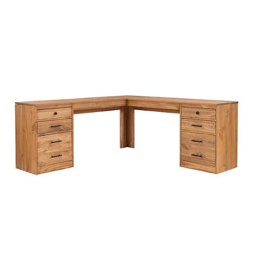 

Linon Home Décor - Valdez L-Shaped Desk With File Cabinets - Matte Maple