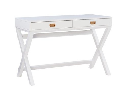 Linon Home Décor - Penrose Two-Drawer Campaign-Style Writing Desk - White