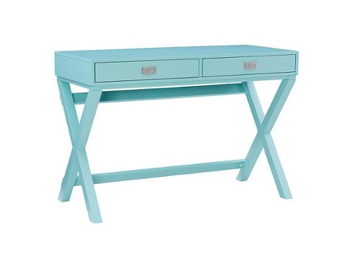 

Linon Home Décor - Penrose Two-Drawer Campaign-Style Writing Desk - Blue