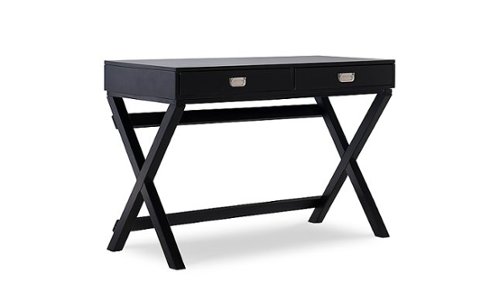 Linon Home Décor - Penrose Two-Drawer Campaign-Style Writing Desk - Black