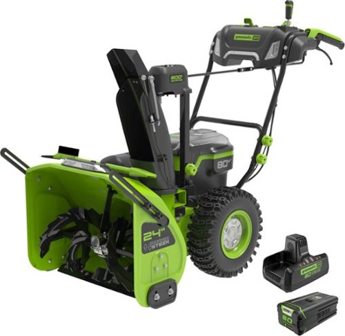 Greenworks - 24” 80 volt Cordless Brushless Two-Stage Snow Blower with (2) 4.0 Ah Batteries and Charger - Green