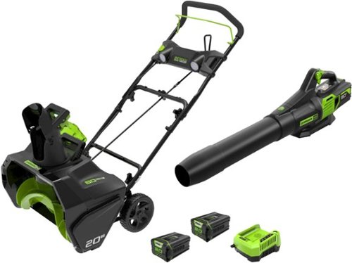  Greenworks - 80V 20” Snow Blower, and 730 CFM Handheld Blower - 2-Piece Winter Combo Kit with (2) 4.0 Ah Batteries &amp; Rapid Charger - Green