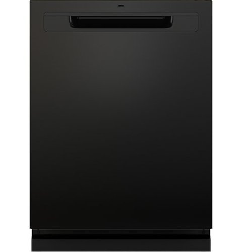 GE - Top Control Dishwasher with Standless Steel Interior and Santize Cycle - Black