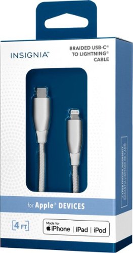 Insignia™ 4' USB-C to Lightning Charge-and-Sync Cable with Braided Jacket - White WHERE TO BUY