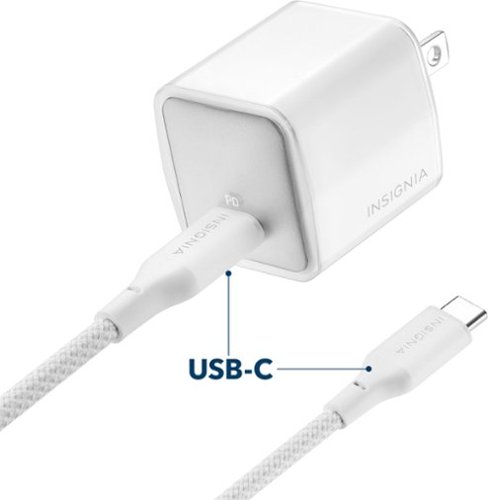 Insignia™ 30W USB-C Compact Wall Charger Bundle with 6’ USB-C to C cable for Smartphones, Tablets and More - White BUY IN UAE