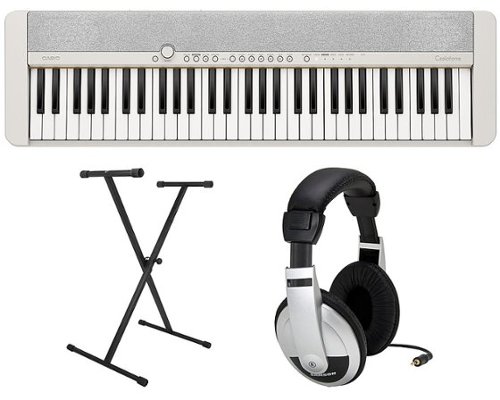 

Casio - CT-S1WE Premium Pack with 61 Key Keyboard, Stand, AC Adapter, and Headphones - White