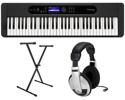 Casio - CT-S400 Premium Pack with 61 Key Keyboard, Stand, AC Adapter, and Headphones - Black