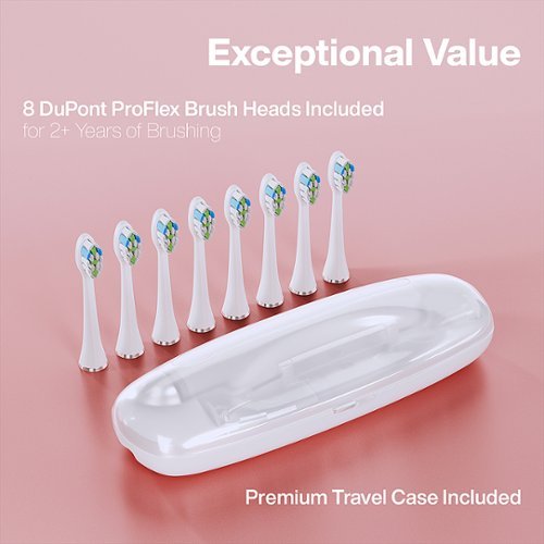 AquaSonic Elite - Wireless Rechargeable Electric Toothbrush with Travel Case, 5 Modes, 8 Brush Heads - Rose Gold SHOP ONLINE
