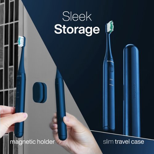 AquaSonic Icon - Ultra-Slim Electric Toothbrush with Travel Case, Magnetic Holder, Battery Operated - Navy HOW TO BUY