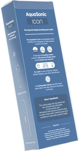 AquaSonic Icon - Ultra-Slim Electric Toothbrush with Travel Case, Magnetic Holder, Battery Operated - Navy BUY IN MIDDLE EAST