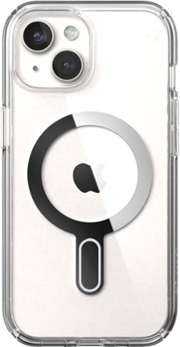 Speck - Presidio Perfect-Clear ClickLock Case with MagSafe for Apple iPhone 15/14/13 - Clear/Chrome