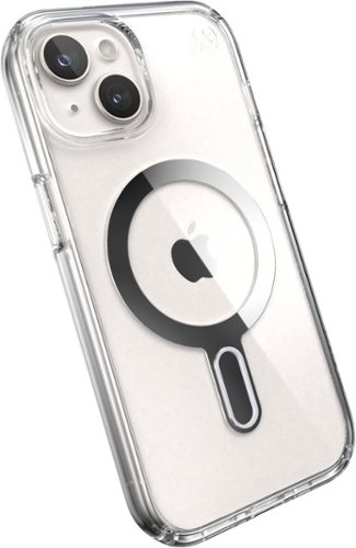 Speck Presidio Perfect-Clear ClickLock Case with MagSafe for Apple iPhone 16e/15/14/13 - Clear/Chrome GLOBAL SHIPPING